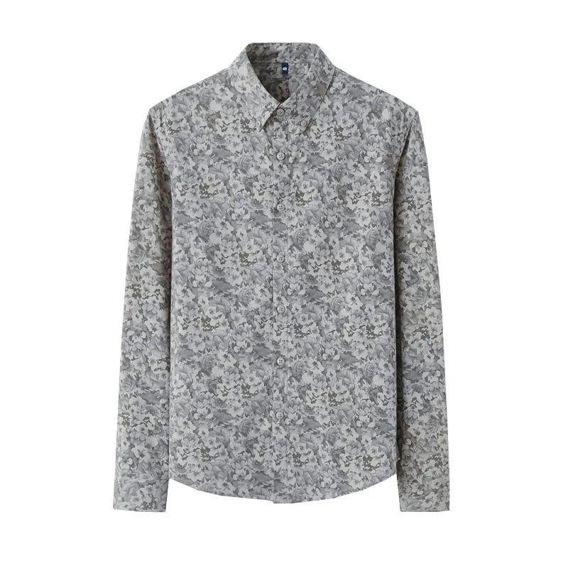 

Men's Korean Slim Shirt Long Sleeve Bar Casual Printed Shirt Large Size Camisas Para Hombre Men's Clothing