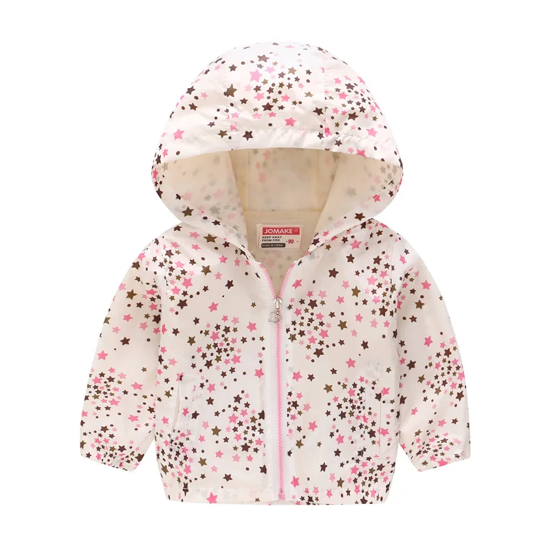 Kids Girls Jacket 2018 Spring and Autumn Flower Cartoon Printed Hooded Coats Clothes for 2-6Y Baby Girl Windbreaker &amp | Детская