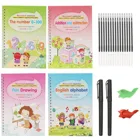 4 книжки + ручка, многоразовые детские книги для рисования, обучение рисованию, запись, тетрадь для каллиграфии, учебник для детей