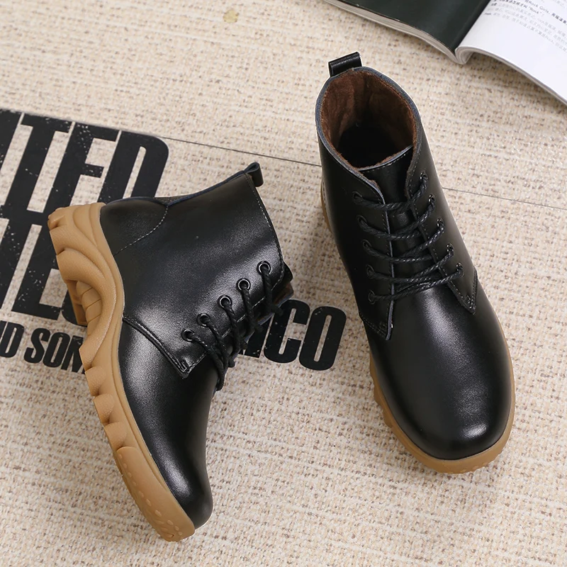 LAASIMI Fashion Women Ankle Boots Genuine Leather Warm Fur Winter Shoes Woman Booties Female Black Plush | Обувь