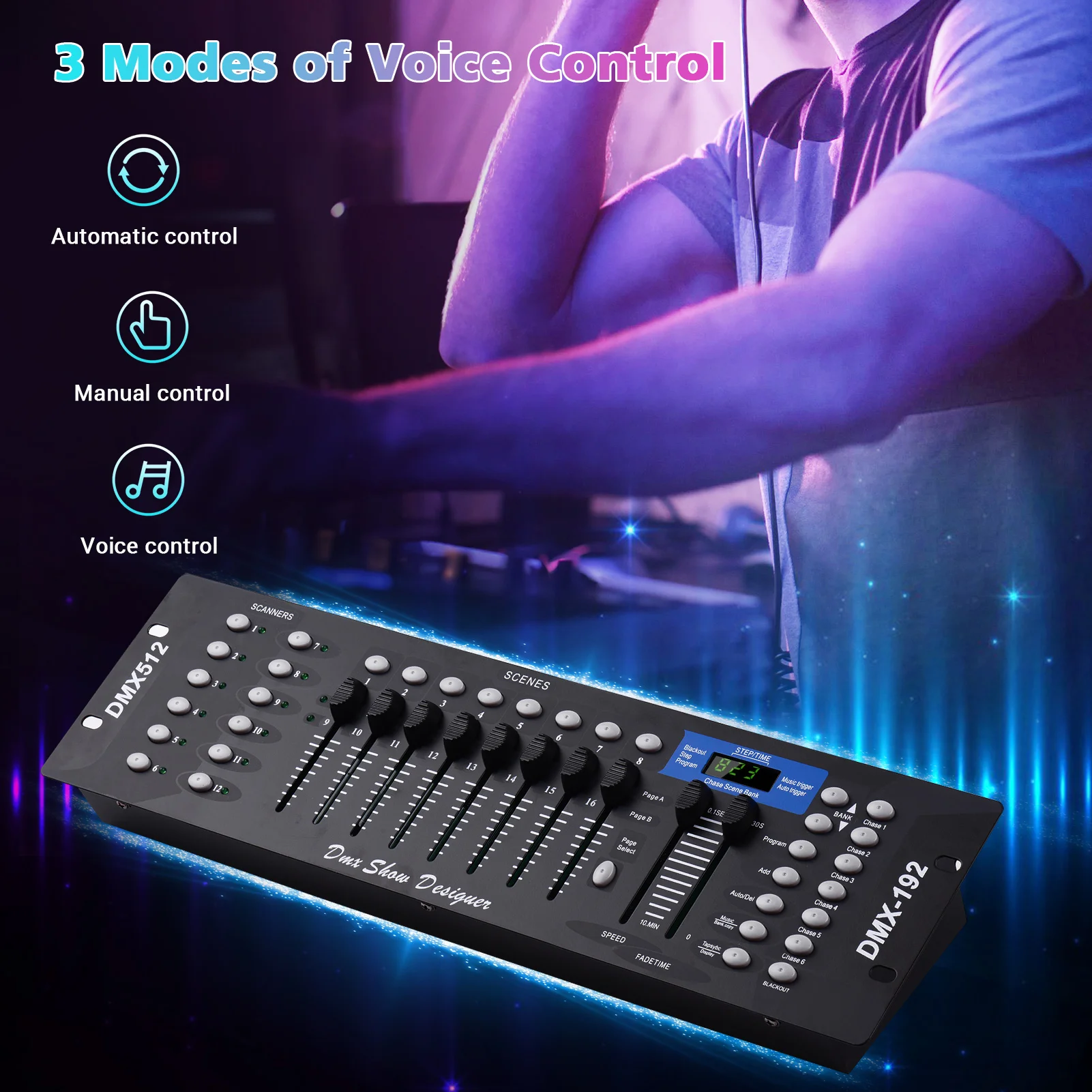 DMX512 панель светового контроллера 192CH программируемая функция звуковая активация