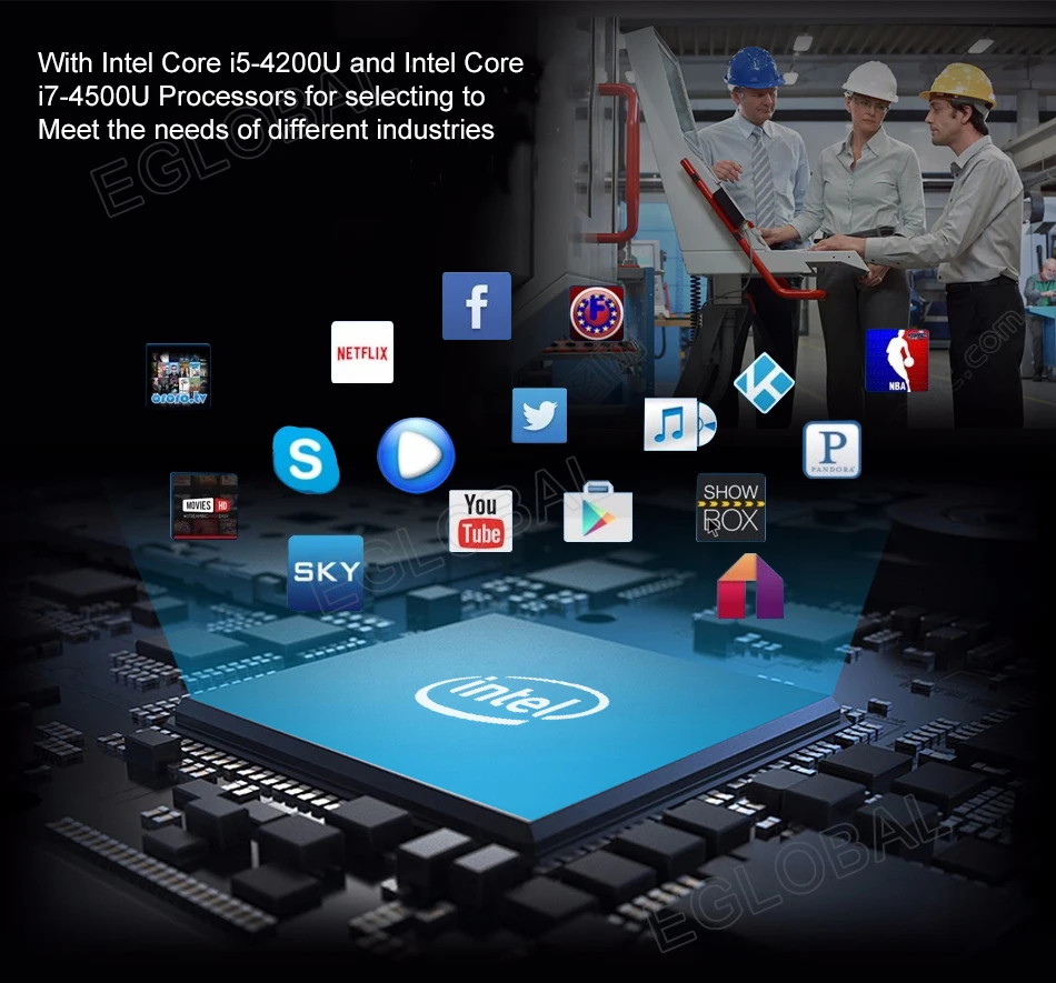 Eglobal модель G1-4200U безвентиляторный мини-ПК Intel Core i5 4200U с двойной Lan шесть COM Barebone мини настольный компьютер 4 к HTPC Вай-Фай HDMI 300 м