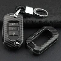 abs carbon fiber fashion folding car remote key case cover holder shell for for honda accord civic cr v odyssey insight hrv xrv