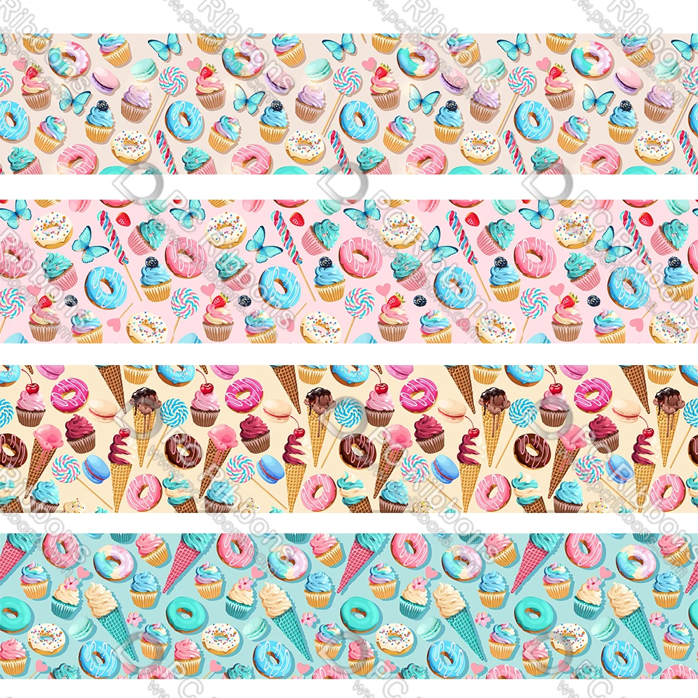 

16-75 мм мультяшный Макарон и Печатный Grosgrain & Sati & 16 мм Foe лента DIY материалы ручной работы Рождество Свадьба подарок оберточная лента 50 ярдов