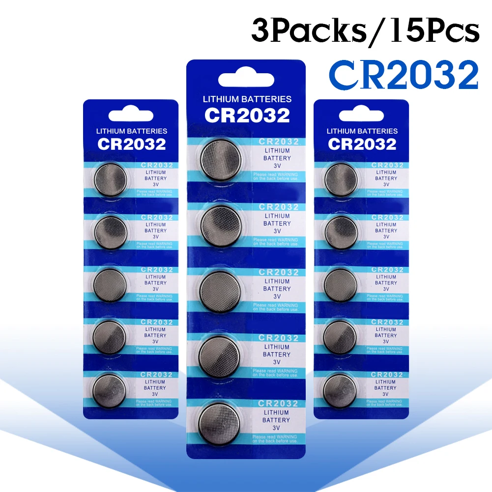 

15PCS CR2032 Lithium 3V Button Cell Coin Battery BR2032 DL2032 SB-T15 EA2032C ECR2032 CR 2032 L2032 For Watch Motherboard Toys