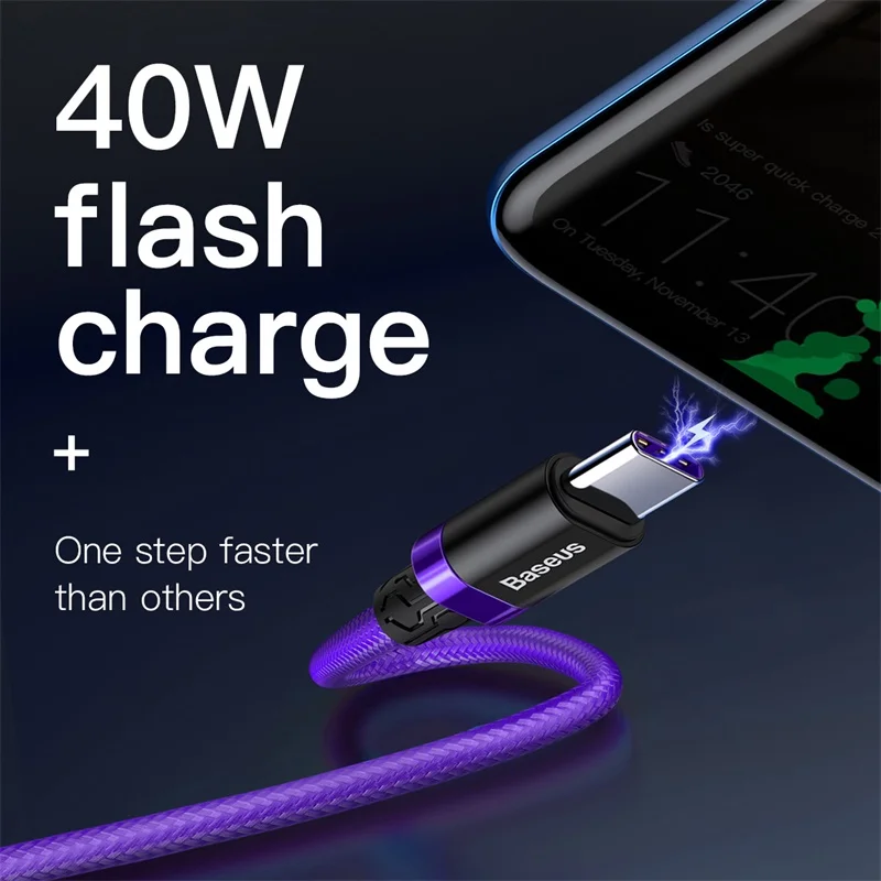 Кабель Baseus usb type c 5А быстрая зарядка данных для huawei P20 P30 mate 20 Зарядное устройство usb c кабель для samsung s9 xiaomi Android 1m 2m