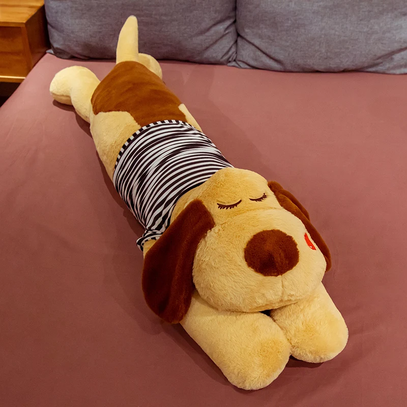 Comprar Enorme Juguete De Peluche De Perro A Rayas Suave Almohada De Animales De Peluche Niños Almohadas Para Dormir Suéter Muñeco De Perros Sofá Cojín Niños Regalo De Cumpleaños