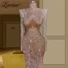 Lowime Иллюзия вечерние платья Саудовский арабский Бисероплетение Блестки вечерние платья Длинные турецкий Дубай женское официальное платье знаменитости