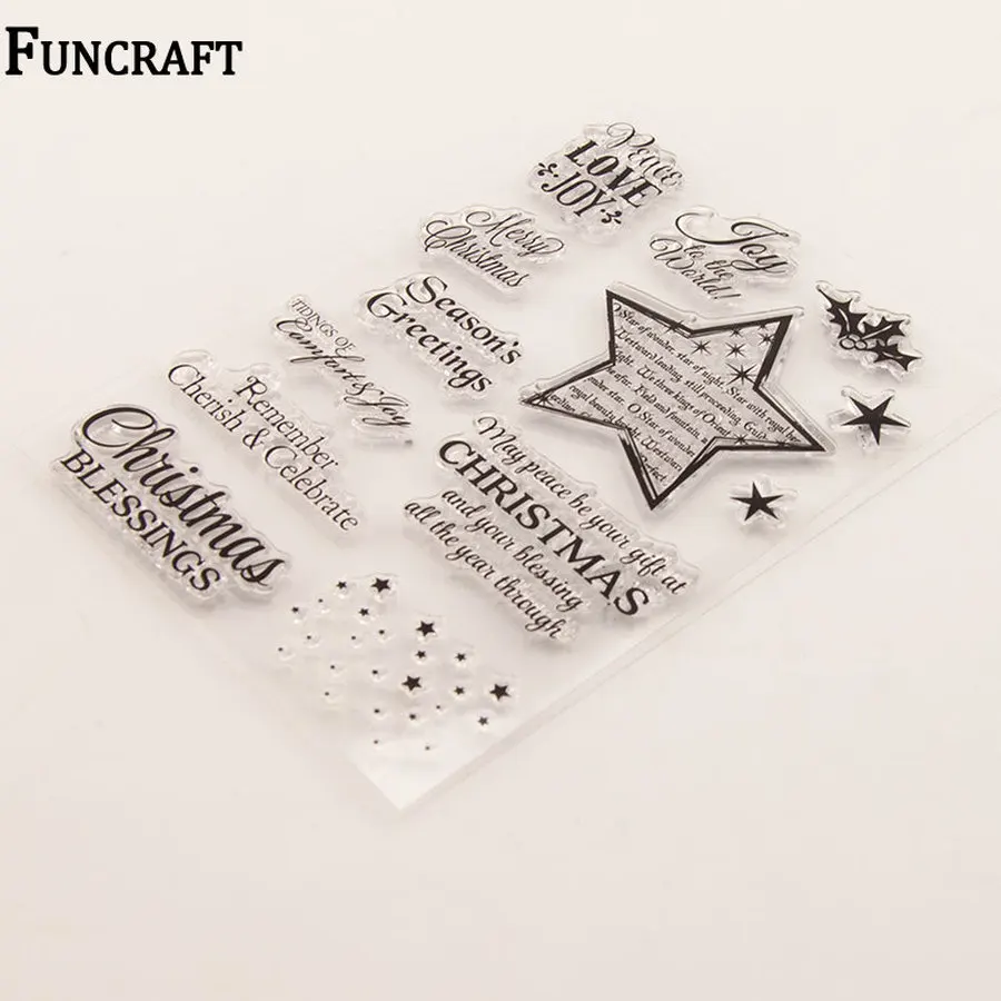 1 лист Звезды Рождество благословение буквы ясные резиновые штампы для