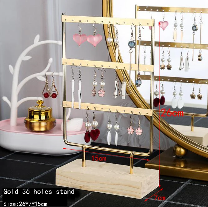 2/3layers 24/44/48/60/66/72Holes Steel Stand for Earrings Pendants Bracelets Jewelry Display Stud Earrings Holder Jewellery Rack