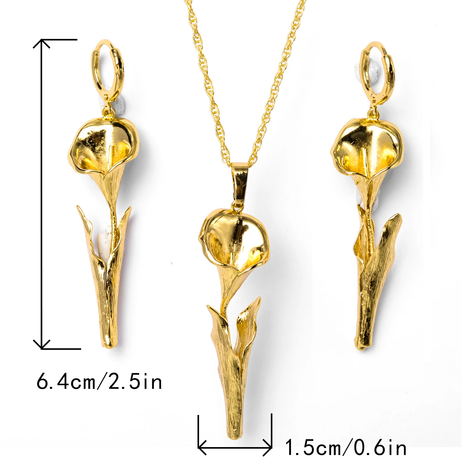 

ZEADear Jewelry Fashion Copper Flower Jewelry Sets Gold Planted Earrings Pendent Necklace For Female Romantic Daily Wear Gift
