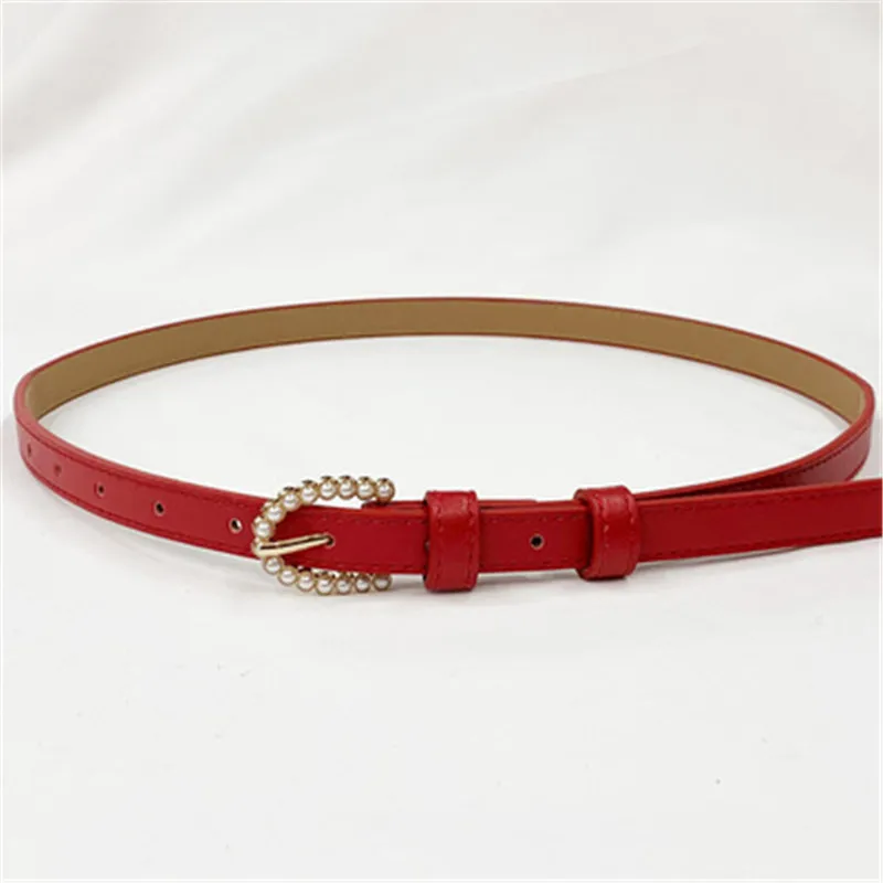 Женский ремень в Корейском стиле простой комплект с жемчужной пряжкой