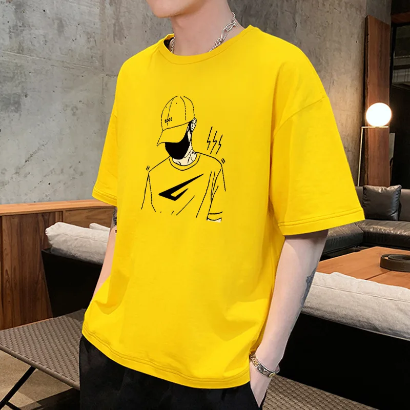 

Мужская футболка с круглым вырезом ZOGAA, Однотонная футболка с коротким рукавом и принтом Аватара, спортивная одежда в стиле Харадзюку, новин...