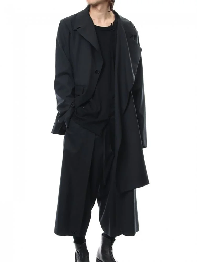 

New XS-5XL arrive Men's clothing fashion GD hair stylist Catwalk Long irregular casual suit coat plus size Singer costumes