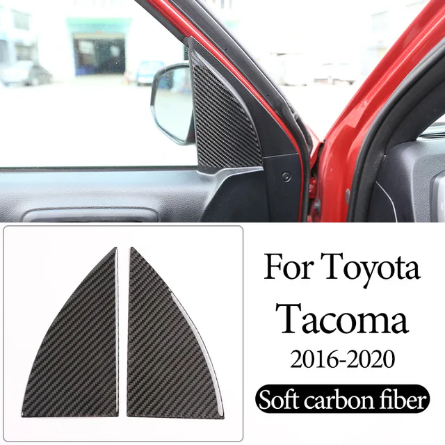 

Interior Accessory 100% Soft Carbon Fiber Car Front Door Speaker Decorator Panel Sticker Trim For Toyota Tacoma 2016-2020