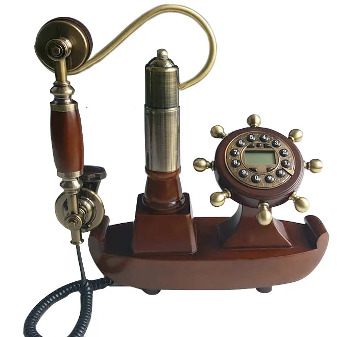 Europe cordle Wood Phone Antique Landline Telephone Vintage Fitted Landline Phone Telefone boat for home office sitting room