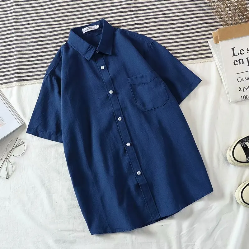 Мужской кардиган с отворотом однотонный короткими рукавами летний в Корейском