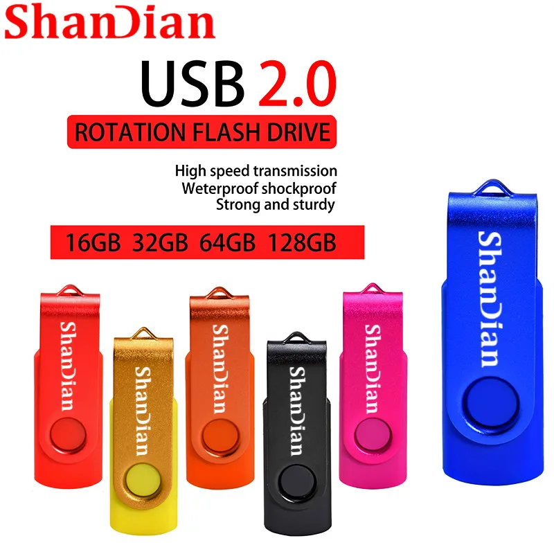 SHANDIAN новые USB флеш накопители поворотный внешний Флешка 64 ГБ 32 16 8 4 карта памяти usb