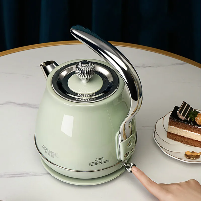 1500W 220V Ретро 304 Нержавеющая сталь Электрический чайник 1.5L Портативный