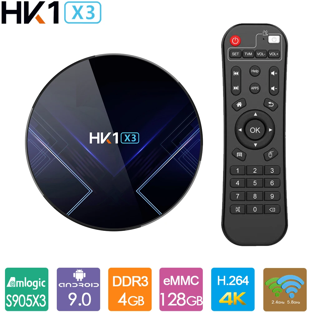 

HK1 X3 Android 9.0 TV Box Amlogic S905X3 Smart TV Box 4GB DDR3 32GB 64GB 128GB 2.4G 5G WiFi Bluetooth 4K Media Player