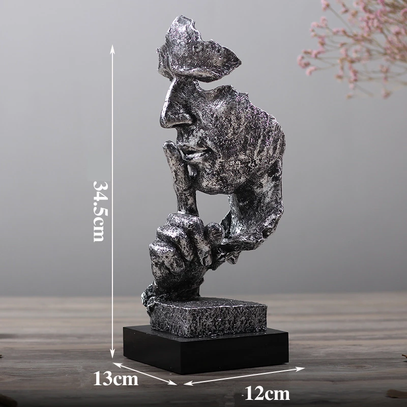 Статуи 32 см из смолы Тихая Золотая маска статуя абстрактные украшения статуэтки