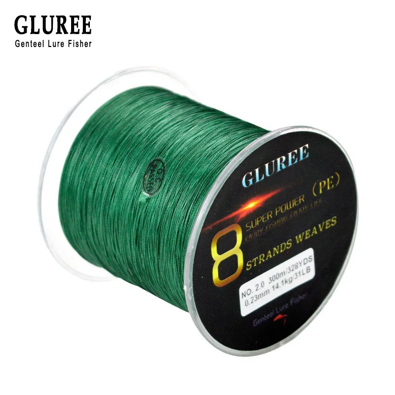 GLUREE 300 м/328 ярдов 8 стоит PE плетеная рыболовная леска из ПЭ 100% Комплексная линия