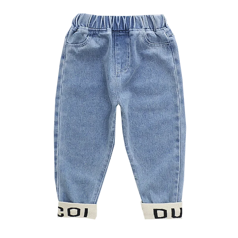 

INS Hot Baby Girls Jeans 0-5 years old Cotton Washed Kids Jeans Jacquard Thread Trouser Corner Jeans for Baby Girl Wild Leisure