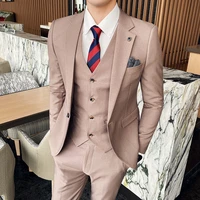 jacketpantsvest2021 men suit 3 pcs one button lapel slim fit casual business dress suits groom wedding tuxedo luxury blazers