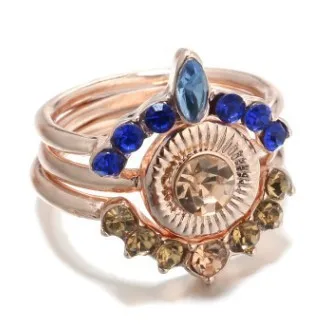 Новинка 3 шт./компл. женское богемное Ретро Открытое кольцо с буквами Love Blue Gem Crystal