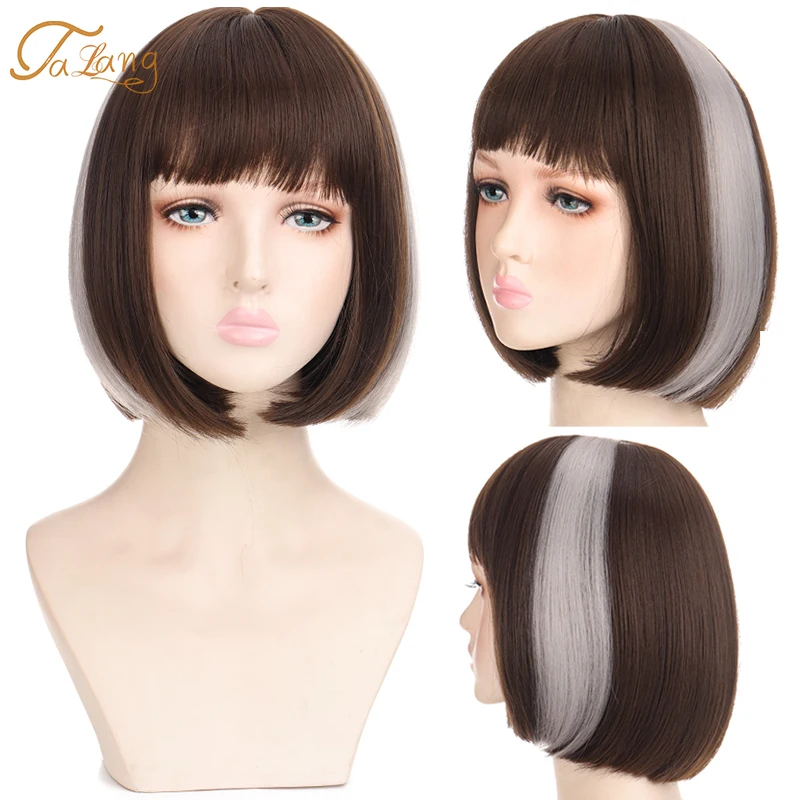 

Fashion Short Black Ear Dyeing Synthetic Wig With Bang For Women Non-Reflective Shopping Party Daily Wear Wig