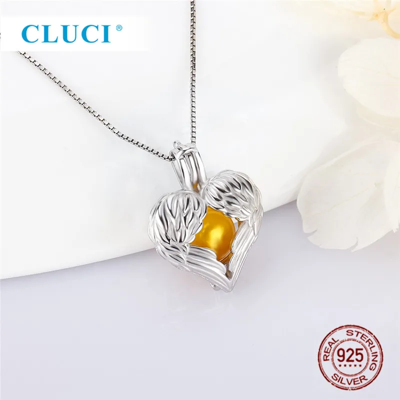 CLUCI 3 шт. Серебро 925 ангельские крылья Шарм в форме сердца подвеска женское