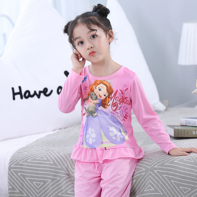 Весенне осеннее Новое хлопковое платье принцессы с принтом для маленьких