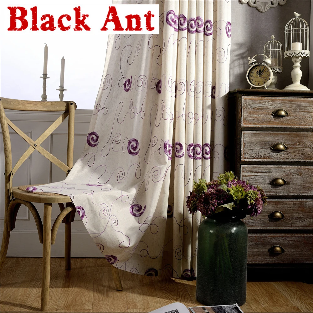 Фиолетовые занавески для гостиной Европейский круглый дизайн затемняющие шторы