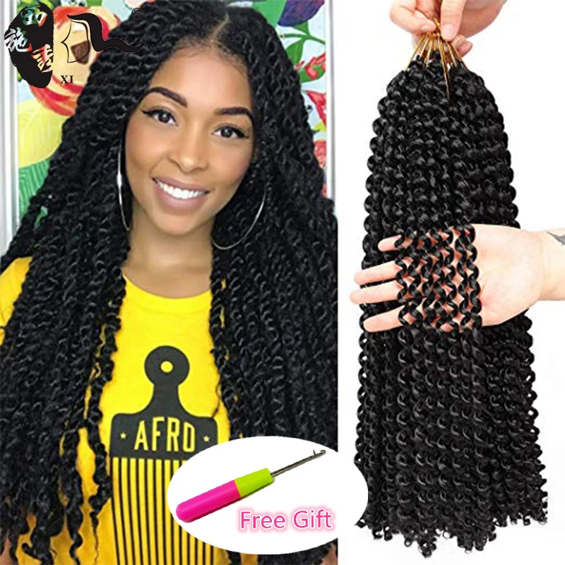 

18inch Long Passion Twist Crochet Hair Extensions Synthetic Water Wave Braiding Hair Bohemia Crochet Braids XISHIXIUHAIR