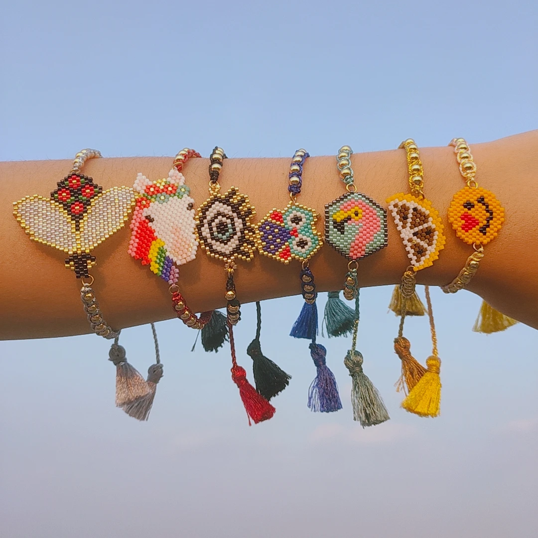 Boho животные божья коровка сова кисточка бусины очаровательный браслет для