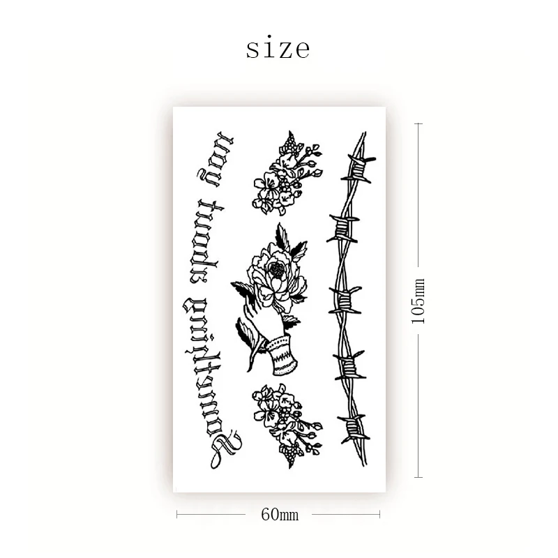 

Rose Temporary Tattoo for Women Men English Alphabet Tattoos Sticker Butterfly Vine Rope Black Leaves Fake Tatoo Body Chest Arm