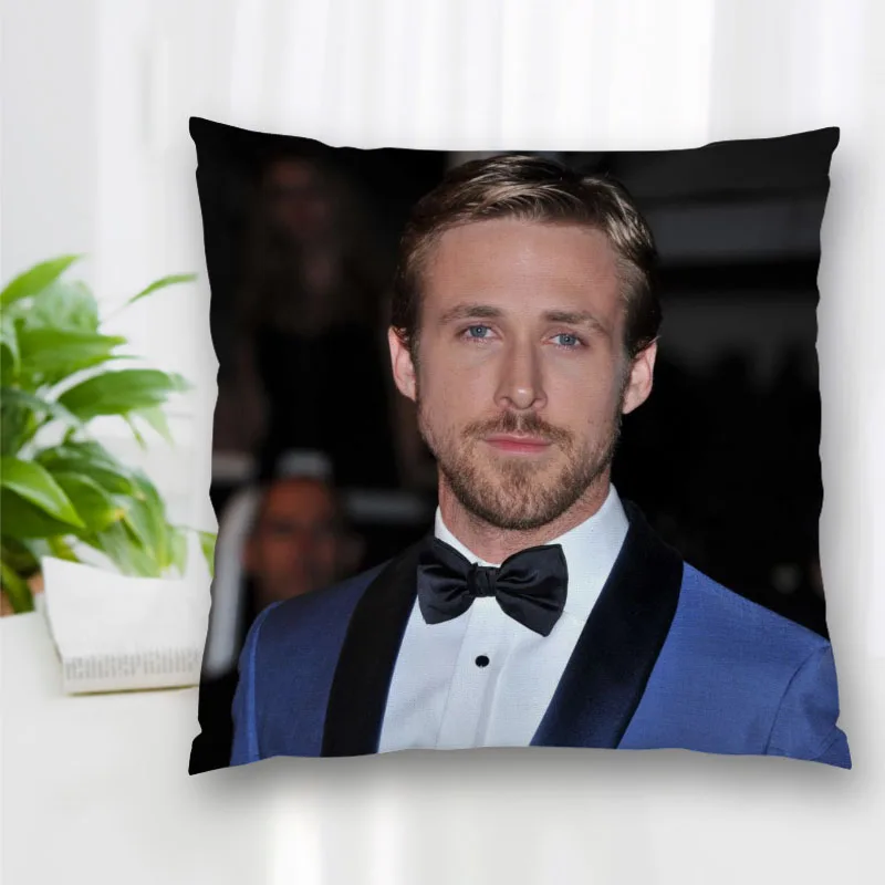 Custom Ryan Gosling Actor Pillow Slips Polyester Decorative Pillowcases Zipper Case Pillowcase Cover Square 40x40cm | Дом и сад