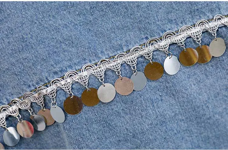 

Bohemian Bridal Denim Jacket Big Sequins Accessories Wedding Outfit Elegant Cape DJ130