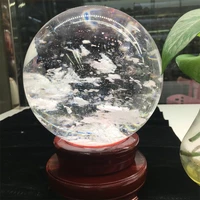 beautiful high temperature melted crystal ball with white crystal ball with quartz point sample healing reiki decoration