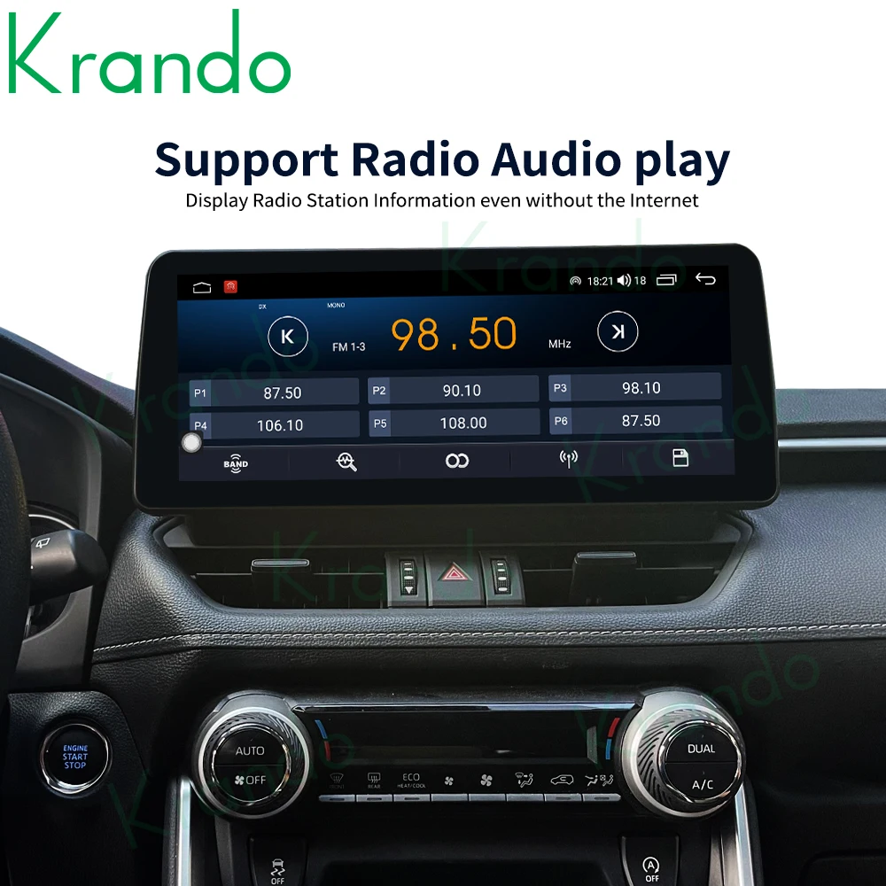 저렴한 Krando 안드로이드 10.0 6G 128G 12.3 자동차 태블릿 멀티미디어 라디오 도요타 RAV4 XA50 2018-2021 헤드 유닛 무선 Carplay