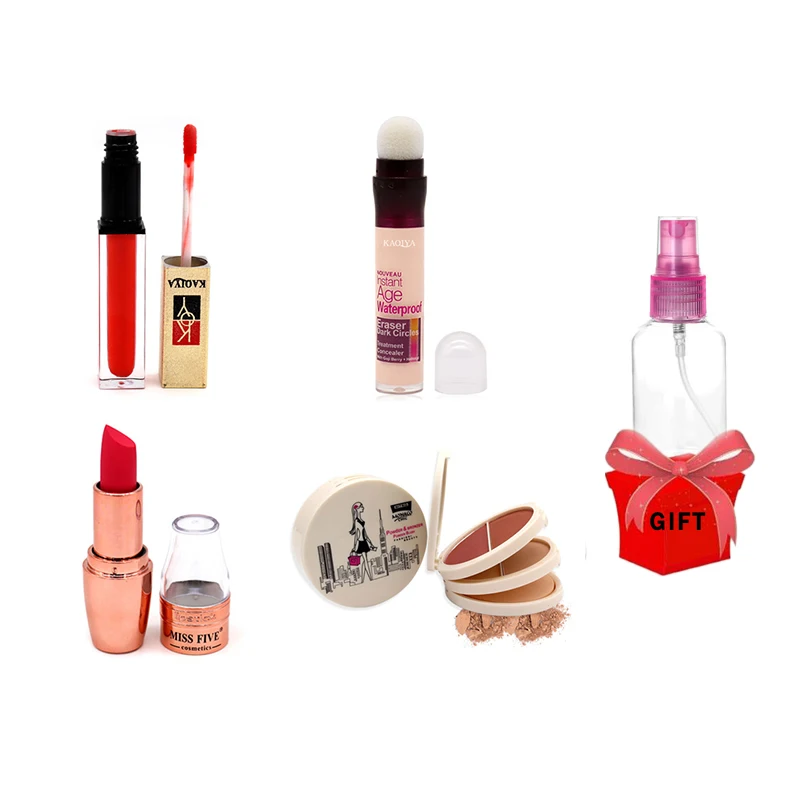 Макияж 4 шт./компл. включает консилер помаду пирог для пудры блеск губ Рот/лицо