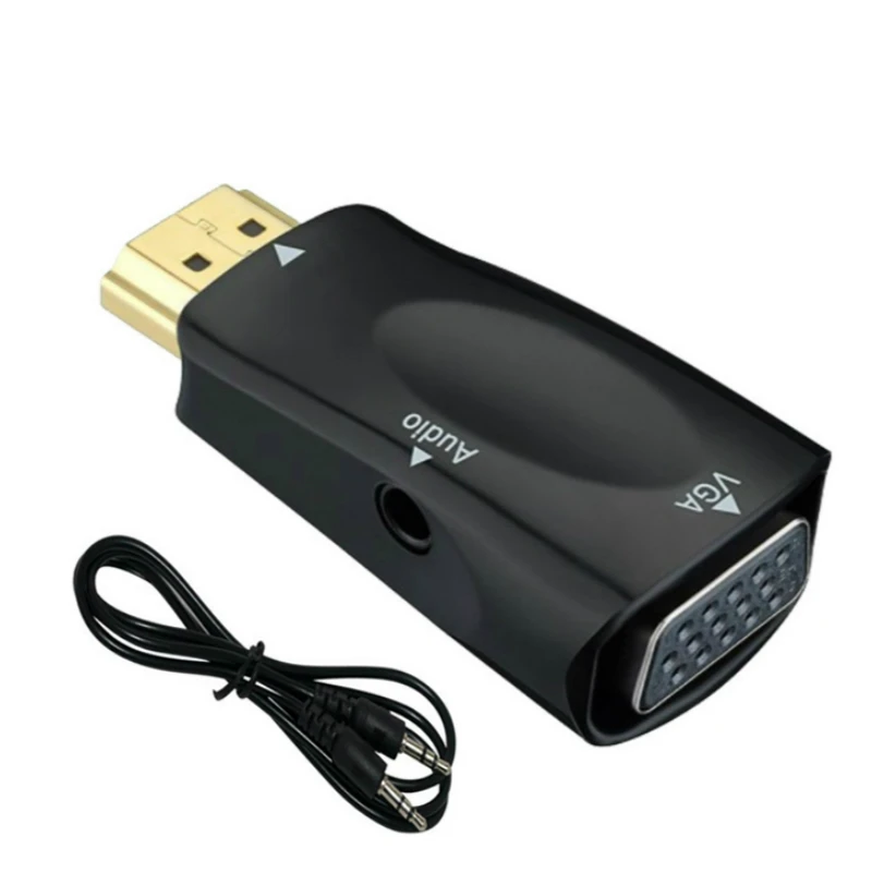 Адаптер HDMI совместимый с VGA Аудиокабели преобразователь штекер гнездо HD 1080P для