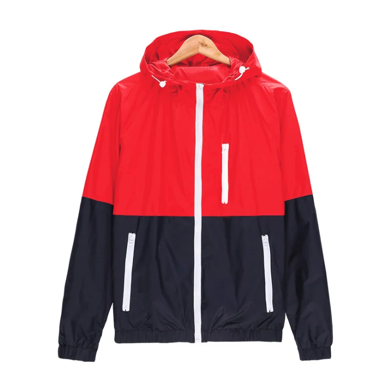 Мужская ветровка с капюшоном Повседневная легкая демисезонная куртка молнией