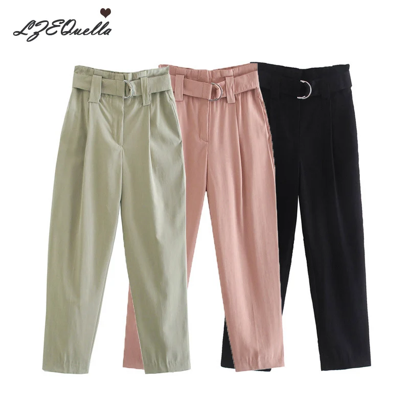 

Женские прямые брюки до щиколотки с высокой талией