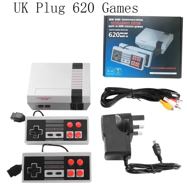 UK 620 Games Встроенный 500/620 игр Мини ТВ игровая консоль 8 бит Ретро Классический Ручной игровой плеер AV выход видео игровая консоль игрушки - Цвет: UK 620 Games