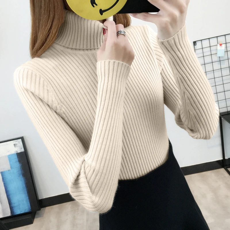 Свитер с высоким воротом женская одежда осенняя зимняя новая трикотажная куртка