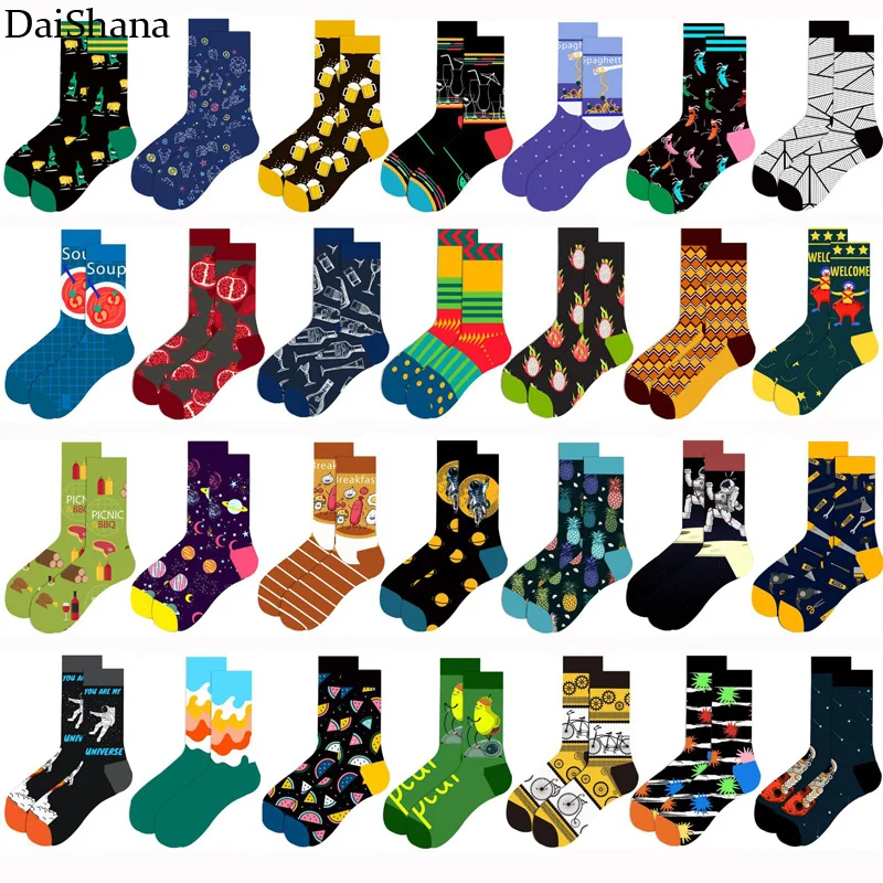 

New Arrived New Product Unisex Socks Astronauts Cartoon Virus Happy Socks Fashion Creative Trend Harajuku Hip-Hop Skateboard Sox