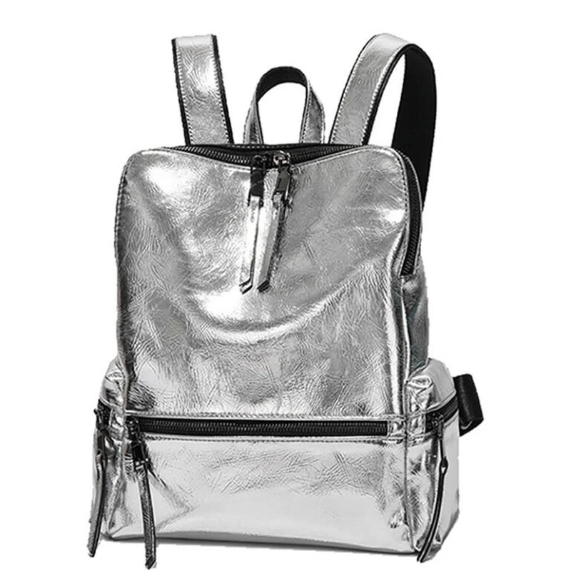 

Серебристый женский рюкзак 2021, модная школьная сумка для девочек-подростков, рюкзак, серебристая блестящая сумка, большой рюкзак, кожаные р...