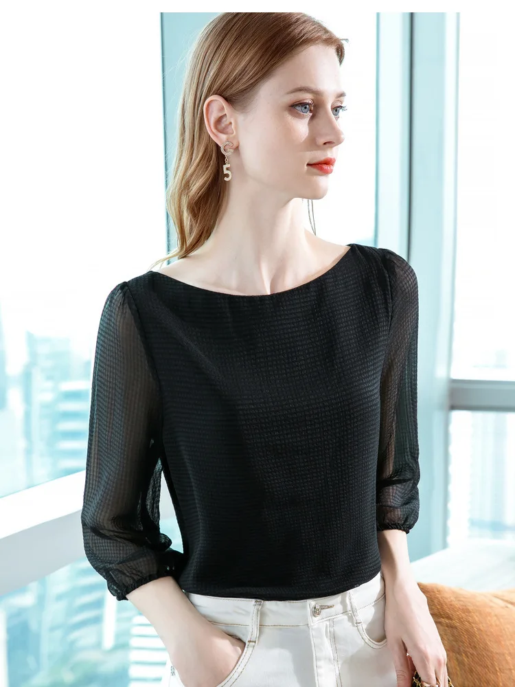 

The New Dress A Word Shoulder Chiffon Unlined Upper Garment Jacket Female Loose 7 Minutes Of Sleeve Small Unlined Upper Garment