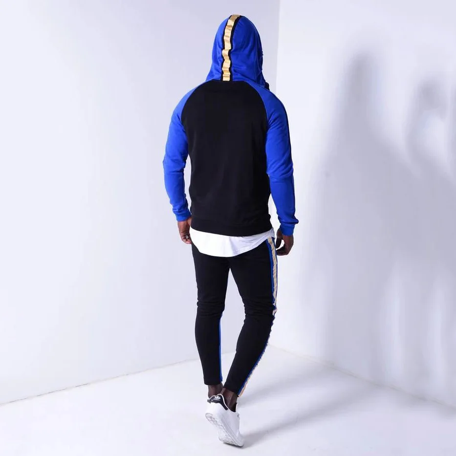 2 Pieces Tracksuit Set Sports Suit Men's Hooded Sweatshirt Men New Casual Slim Zipper Jacket + Pencil Pants Streetwear | Мужская